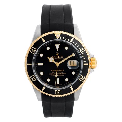 rolex submariner two tone black rubber strap